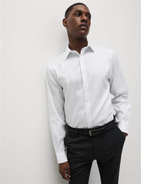 Buy Regular Fit Non Iron Sateen Stripe Shirt at Marks & Spencer