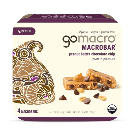 GoMacro MacroBar Organic Vegan Protein Bars - Peanut Butter Chocolate ...