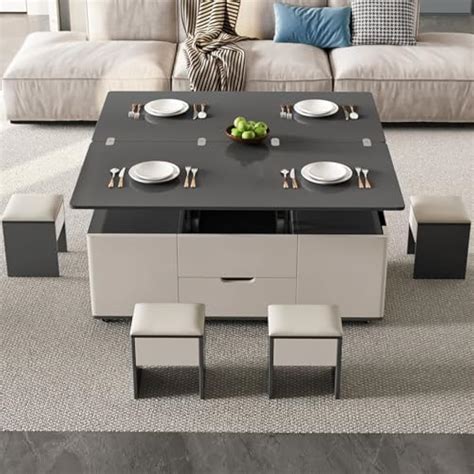 Guyii Extendable Coffee Table with Storage Stools India | Ubuy