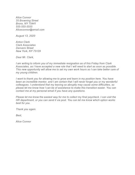 29 Immediate Resignation Letters (Free Samples)