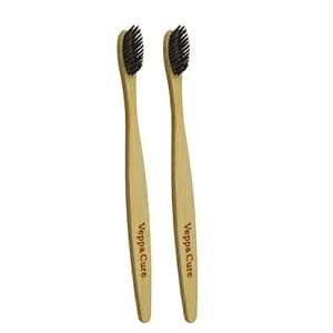 Buy Veppacure Bamboo Wooden Toothbrush for Adults Black Color Bristles ...