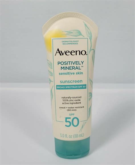 Aveeno Positively Mineral Sensitive Sunscreen Lotion Spf 50, 3 Fl. Oz ...