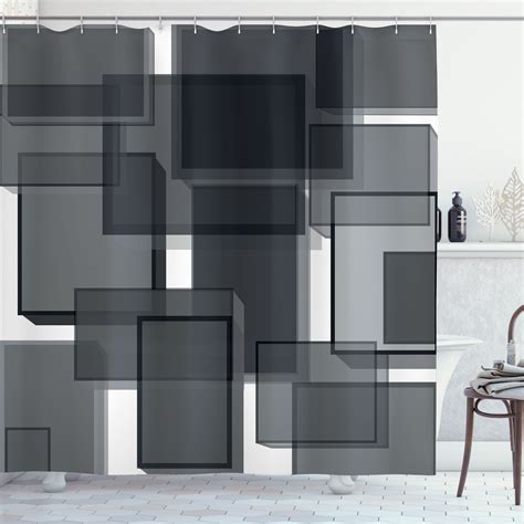 Ambesonne Contemporary Shower Curtain Cubes Geometric Modern Dark Taupe ...