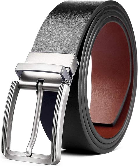 Mens Reversible Leather Belt, BESTKEE Leather Belts for men 1.3" Wide ...