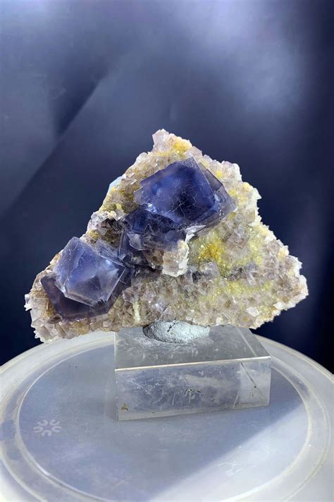 Beautiful Bluish Fluorite Crystal Specimen From Baluchistan, Cubic Fluorite with Calcites ...