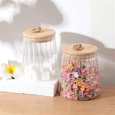 USHA SHRIRAM Borosilicate Containers with Wooden Lid (620ml, 750ml ...