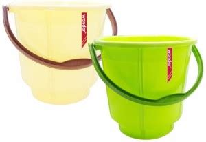 Wonder Plastic Bucket Set, 2 Bucket, 5 Liters, Yellow & Green Color ...