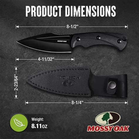 MOSSY OAK Hunting Knife with Sheath, 8.5-inch Full-tang Fixed Blade ...