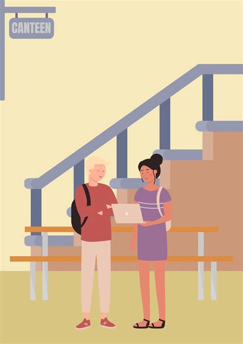 Vector of two young college students talking about what they think ...