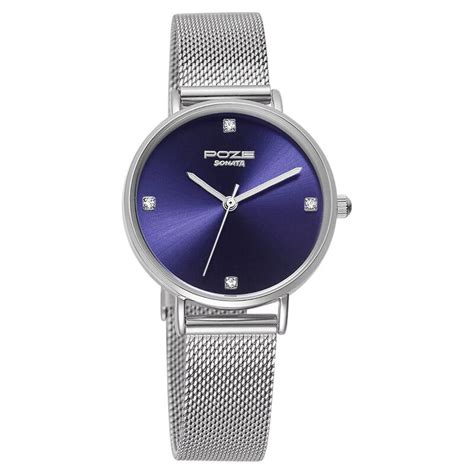 Buy Online Poze by Sonata Quartz Analog Blue Dial Stainless Steel Strap ...