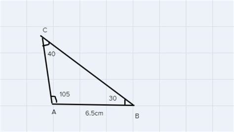 Construct a A ABC such that BC = 6.5 cm, angle B = 30° and angle C = 45 ...