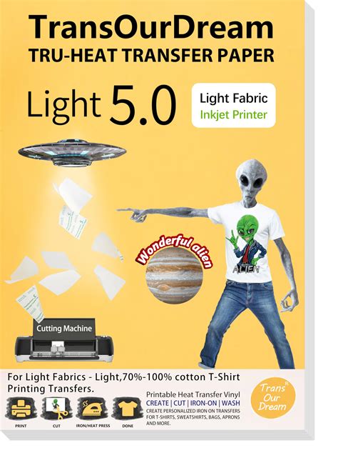 TransOurDream Light 5.0 Iron on Heat Transfer Paper for Light Fabric ...