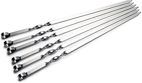 AMDROZ 6 PCS Flat SS Skewers for Grilling 19.6 inch Stainless Steel ...