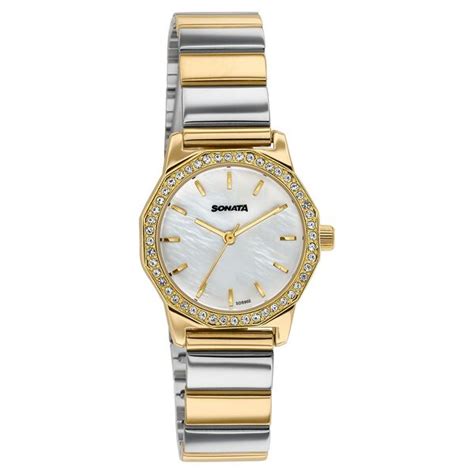 Buy Online Sonata Festive Quartz Analog Mother Of Pearl Dial Two Toned ...