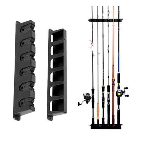 Fishing Rod Wall Mount -6 Rods -2 Parts With Screws & Mounting Cushion ...