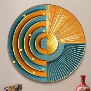saf Large Round Abstract Art Wall Painting with golden frame Vinyl ...