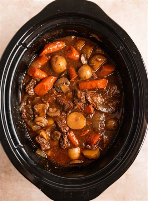 Slow Cooker Beef Mushroom Stew Recipe | Lemons & Zest