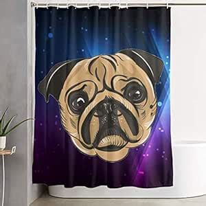 Shower Curtain with Hooks Pug-Dog-Pet-Cute-Puppy-Canine-Animal-Sweet ...