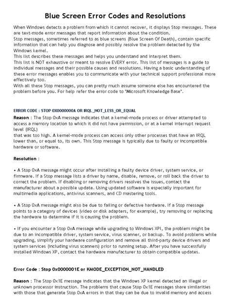 Blue Screen Error Codes 的图像结果
