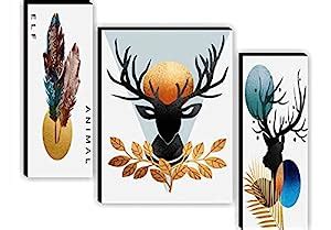 SAF Set of 3 Deer Nature Modern Art UV Textured Home Decorative Gift ...