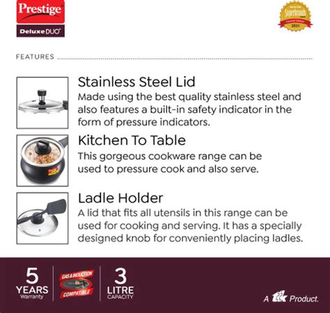 Prestige 3 L Outer Lid Induction Bottom Pressure Cooker Price in India ...