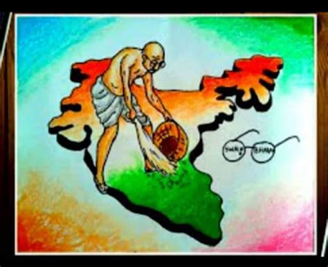 Gandhi Jayanti drawing : how to draw mahatma gandhi Jayanti Drawing For ...