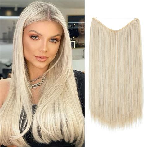 Light Champagne Straight Halo Hair Extensions | Thathair