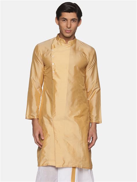 Men Butter Silk Biscuit Colour Designer Kurta – SETHUKRISHNA