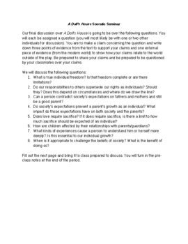 A Doll's House Socratic Seminar by Sarah at Lit Think | TPT