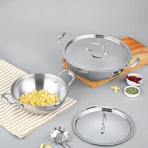 Buy Chakmak Trident Triply Kadhai with Heat Proof Handle | Even-Heat ...