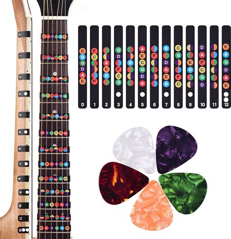 Buy Guitar Fretboard Stickers-Color Coded Note Decals Fingerboard Frets ...