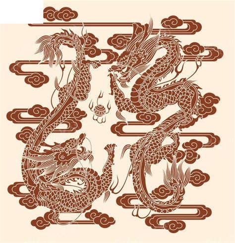 中国传统图案双龙戏珠AI素材免费下载_红动网
