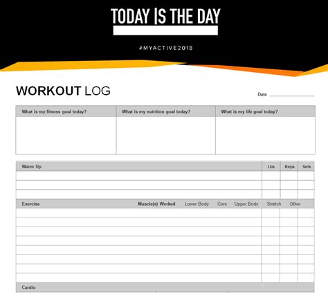 Simple Workout Log Template 的图像结果