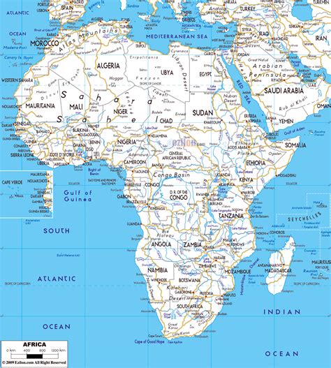 Large road map of Africa with major capitals and major cities | Africa ...