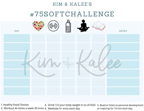 Free Printable 75 Day Soft Challenge Templates [PDF] Checklist & Tracker