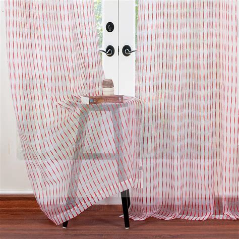 Buy DECO WINDOW Red Printed Sheer Door Curtain - 132x274cm - Set of 2 ...