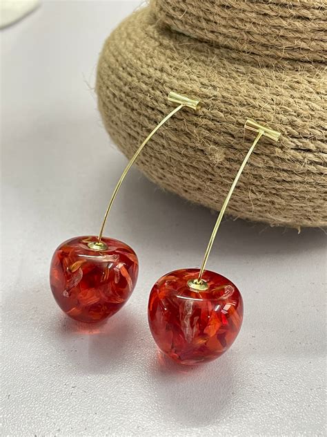 Resin Cherry Earrings – Ishkaara