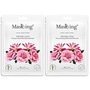 Buy MasKing Bamboo Facial Sheet Mask of Pink Rose & Lotus for Skin ...