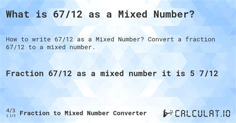What is 67/12 as a Mixed Number? - Calculatio