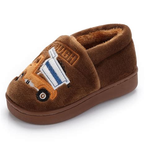 JACKSHIBO Toddler Slippers for Girls Boys Soft Plush Inner Slip-on ...