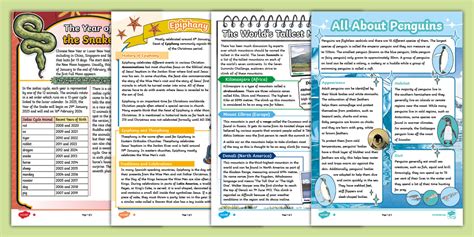 UKS2 January Reading Comprehension Pack