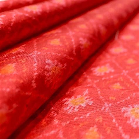 Tusser Silk Fabric Unstitched - Red Floral Digital Printed – FAB VOGUE ...