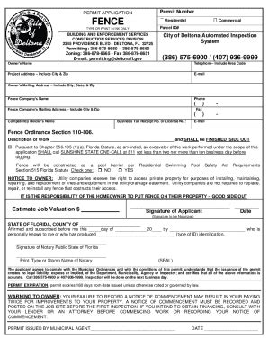 FL Fence Permit Application - City Of Deltona 2021-2026 - Fill and Sign ...