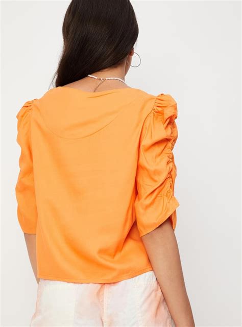 Buy Girls Ruched Sleeves V-Neck Top Online at just Rs. 449.0 ...