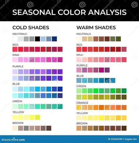 Seasonal Color Analysis Color Palette with Cold and Warm Shades ...
