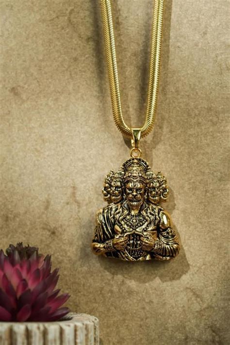 Panchamukhi Hanuman Pendant With Snake Golden Chain – Bhakti Kart