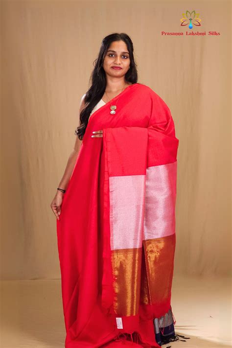 Reddish PInk Khaddi Cotton Saree – Prasannalakshmisilks