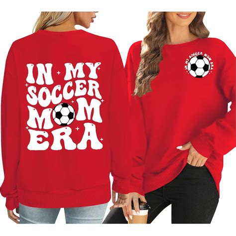 Red Hoodies for Women Soccer Mom Sweatshirt Women Funny In My Soccer ...