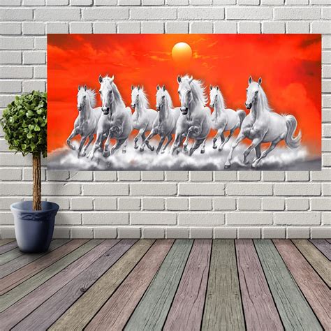 Wallpics® Lucky Seven Horses Running at Sunrise ll 7 Horse vastu Vinyl ...