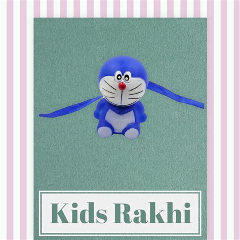 Wrap Shap Kids Rakhi - Doremon Design with Whistle (221) with Roli Cha